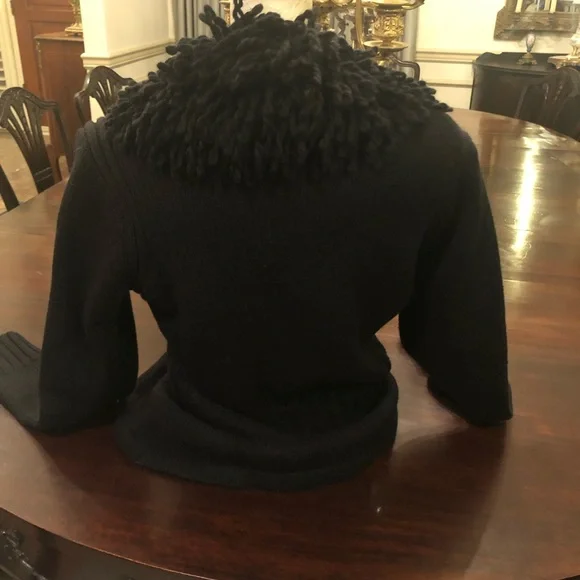 525 AMERICA Black Large Sweater With Double Looped Yarn Collar - Picture 6 of 13